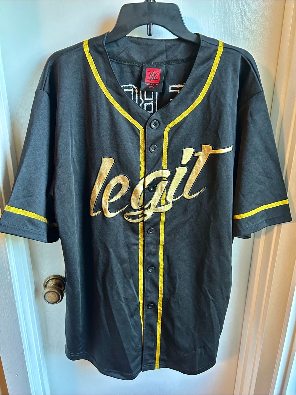WWE Black and Gold "Legit" Men's Baseball Jersey